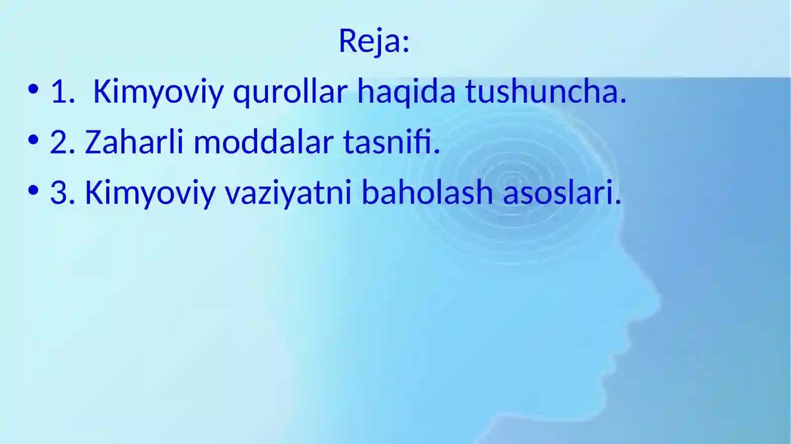 Kimyoviy qurol.Zaharli moddalar tasnifi.Kimyoviy vaziyatni baholash 2