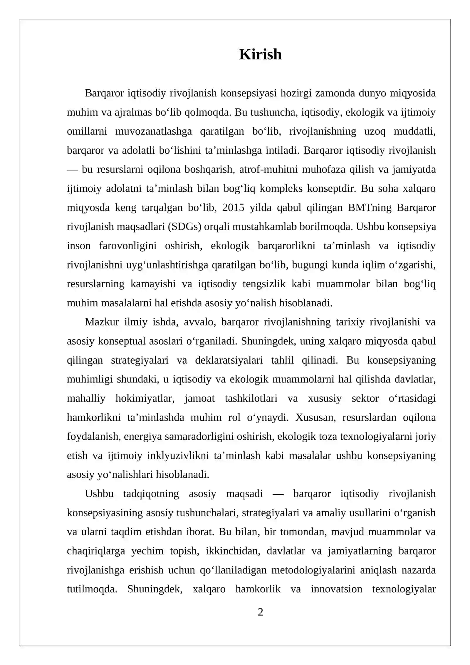 Barqaror Iqtisodiy Rivojlanish Konsepsiyasini O’rganish 2