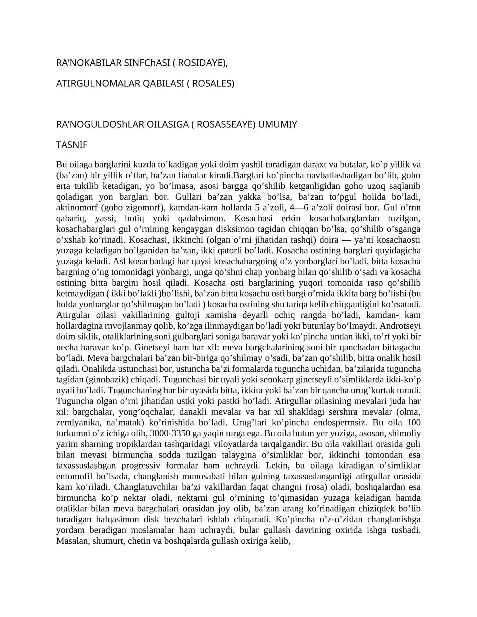 Na`matak (Rosa) turkumi vakillarining biologiyasi 2