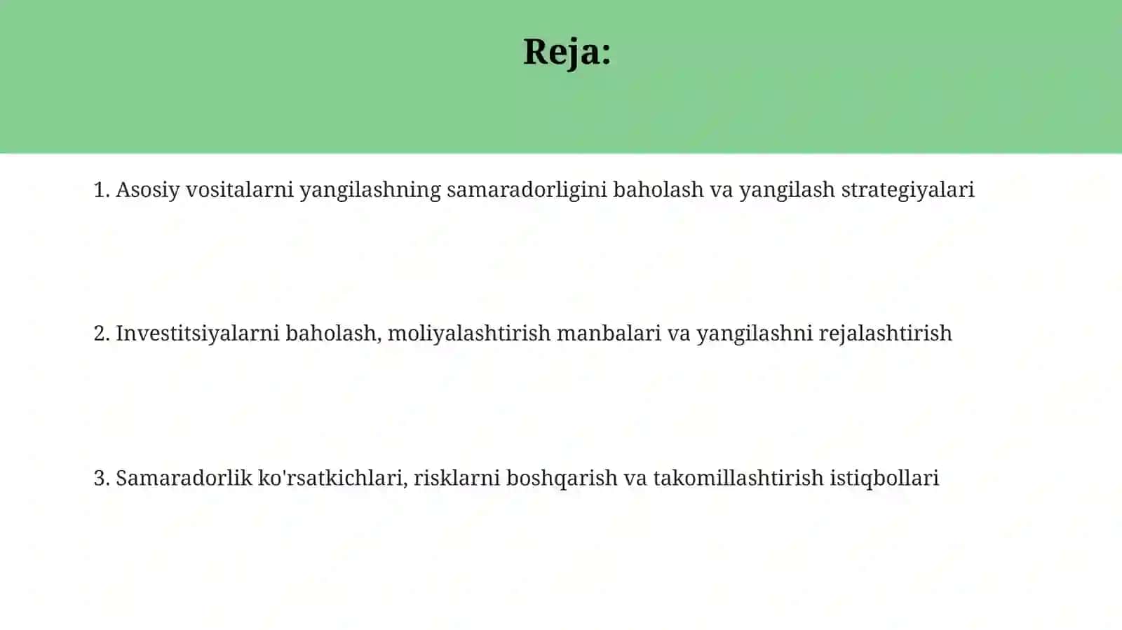 Sanoat korxonalarida asosiy ishlab chiqarish fondlarini yangilashning samaradorligi 2