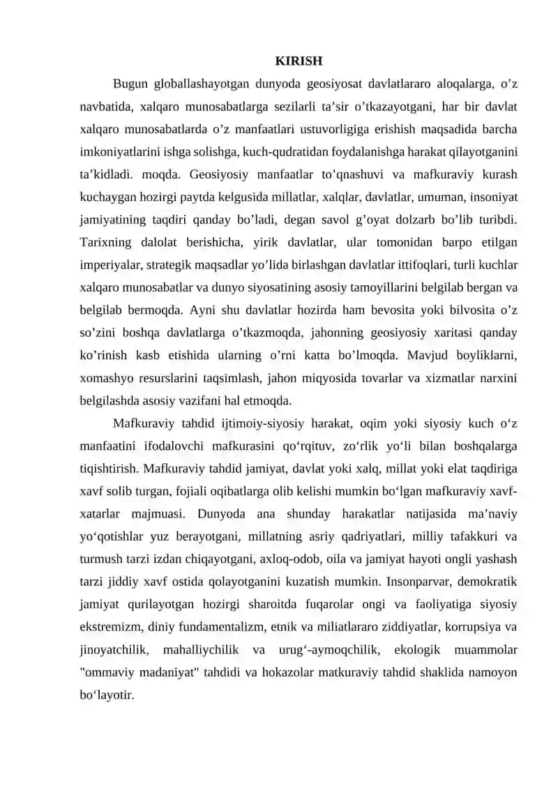 G‘OYAVIY-MAFKURAVIY TAHDIDLARNING GEOSIYOSIY MAQSADLAR BILAN BOG‘LIQLIGI 2