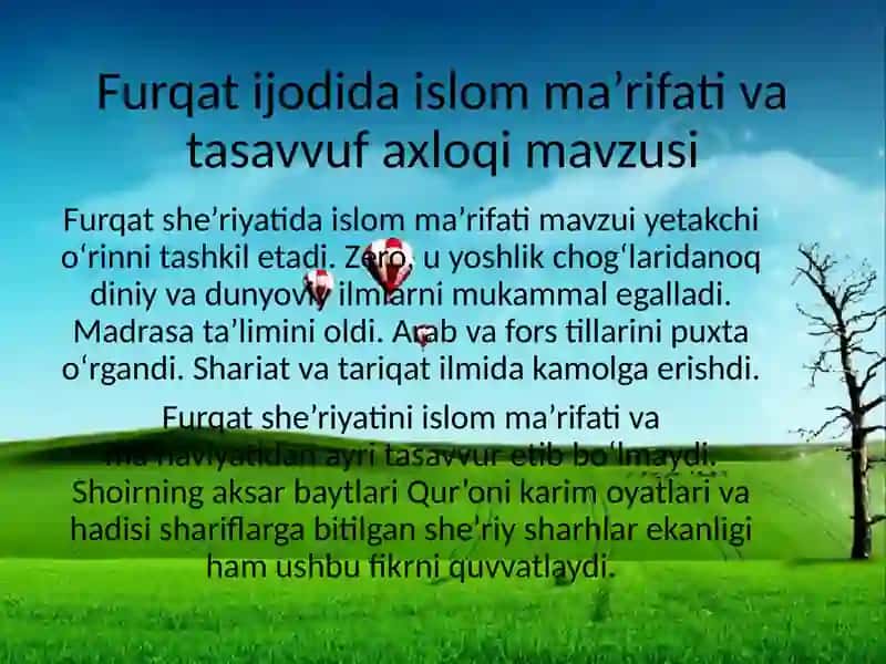 Furqat ijodida islom ma’rifati va tasavvuf axloqi mavzusi 2
