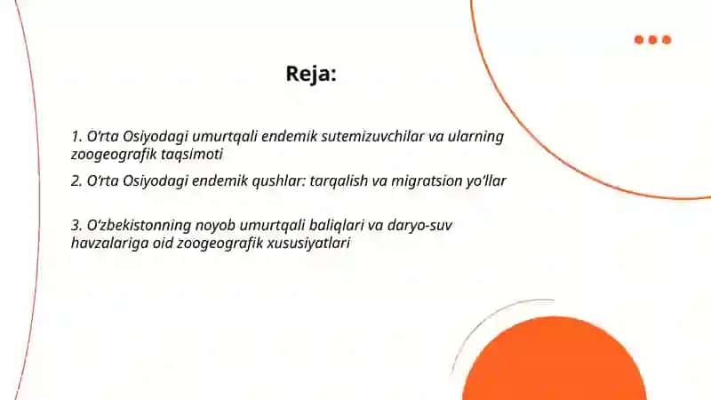 O‘rta osiyo umurtqali endemik hayvonlari va ularning zoogeografik xususiyatlari 2