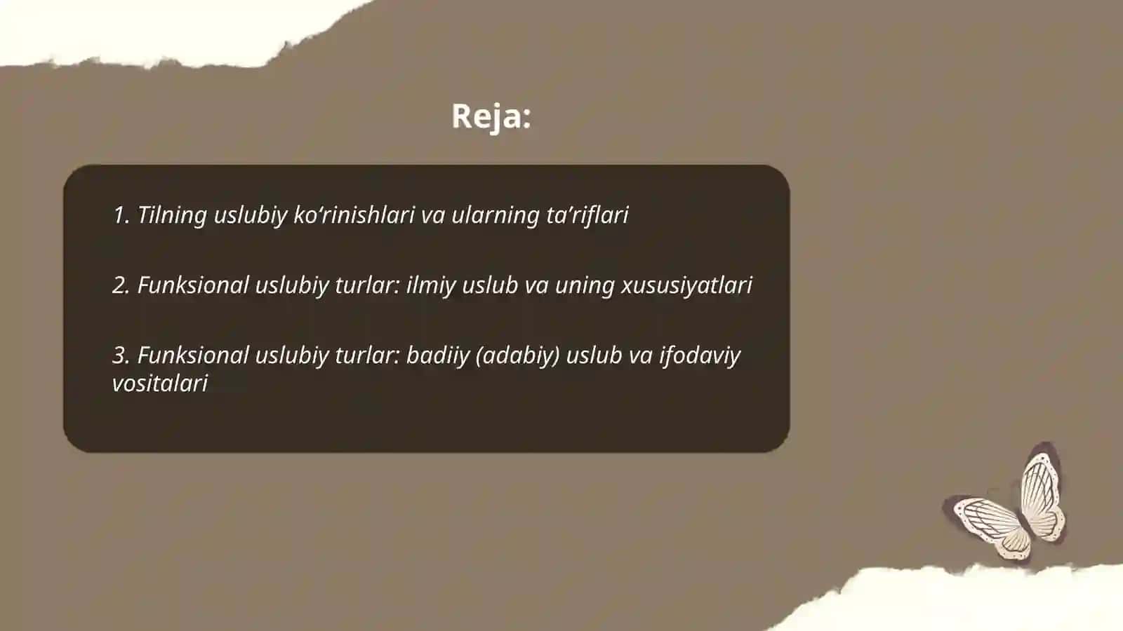 Tilning uslubiy koʻrinishlari va ularning ta’riflari 2