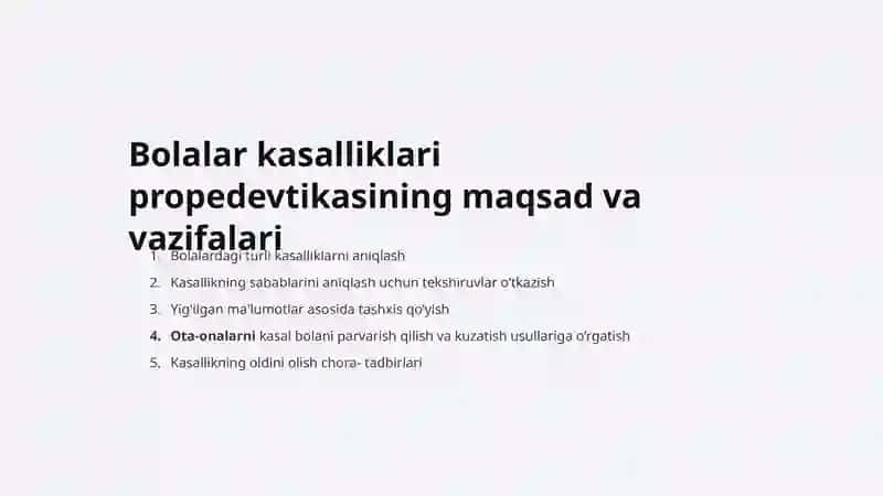 Bolalar kasalliklari propedevtikasi faniga kirish 2