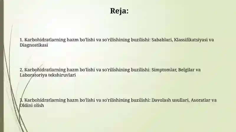 Karbohidratlarning hazm bo'lishi va so'rilishining buzilishi 2
