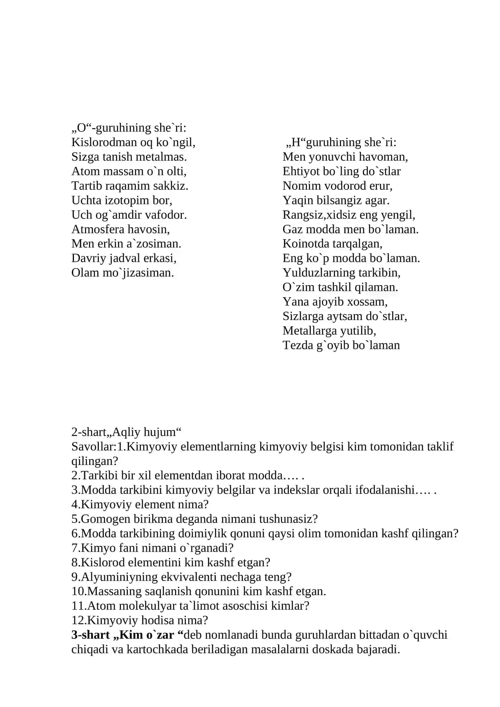 Vodorodni olinishi va xossalari.Ishlatilishi 2