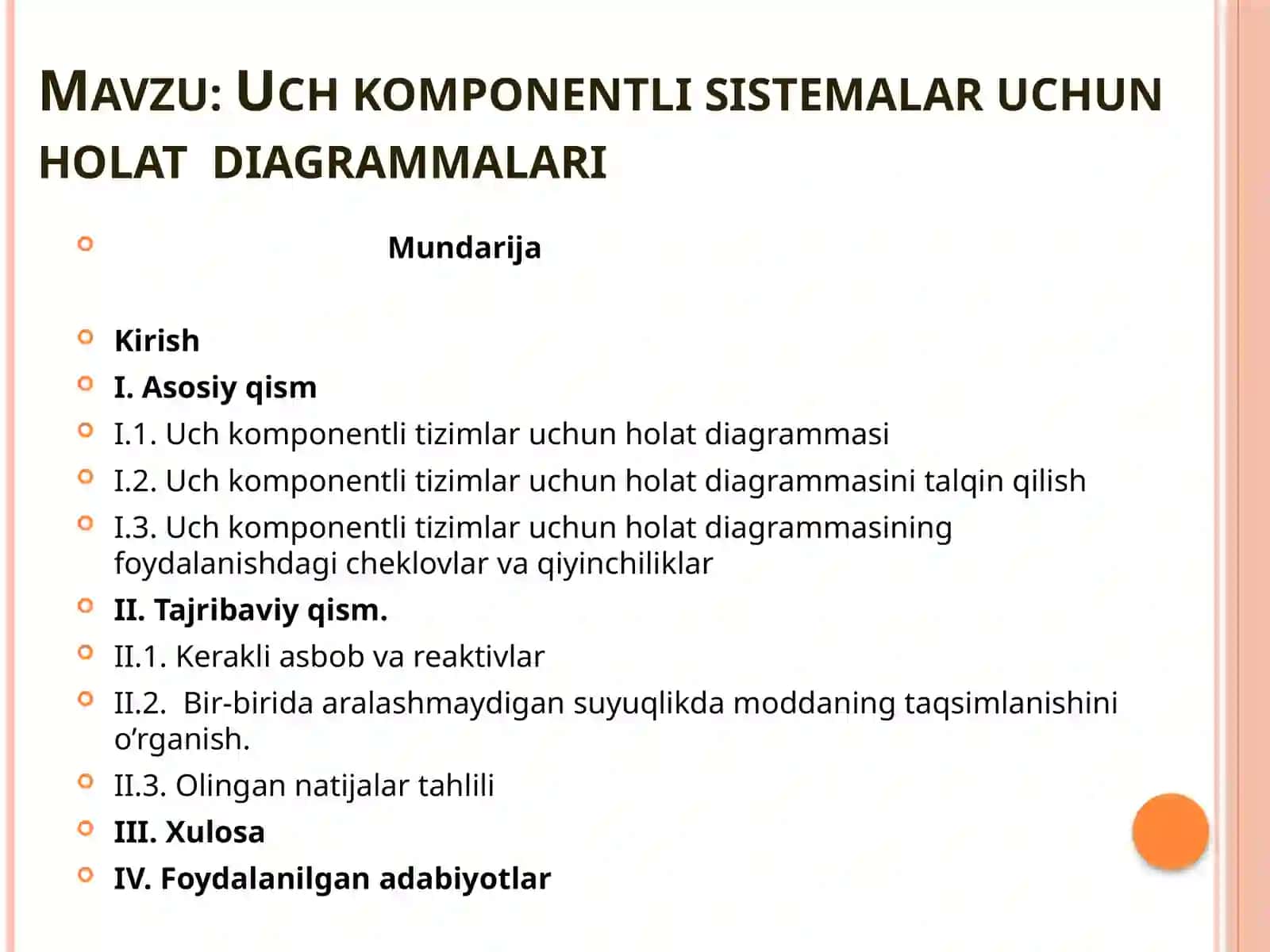 Uch komponentli sistemalar uchun holat diagrammalari 2