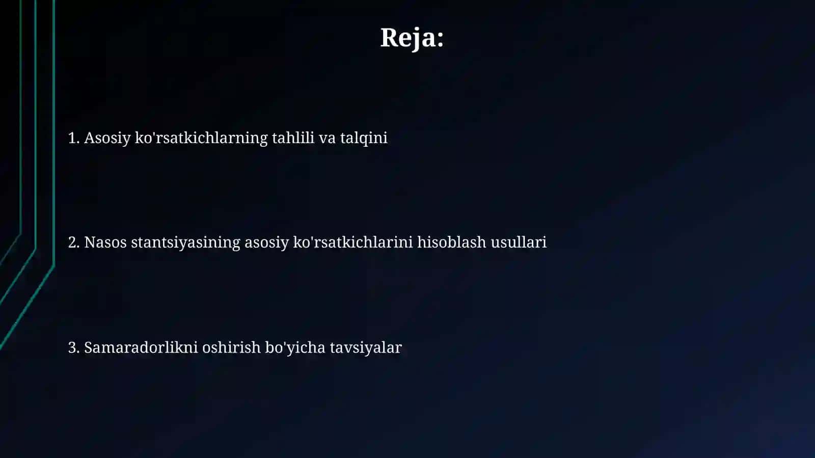 NASOS QURILMASINING ASOSIY ISH KO'RSATKICHLARINI HISOBLASH 2
