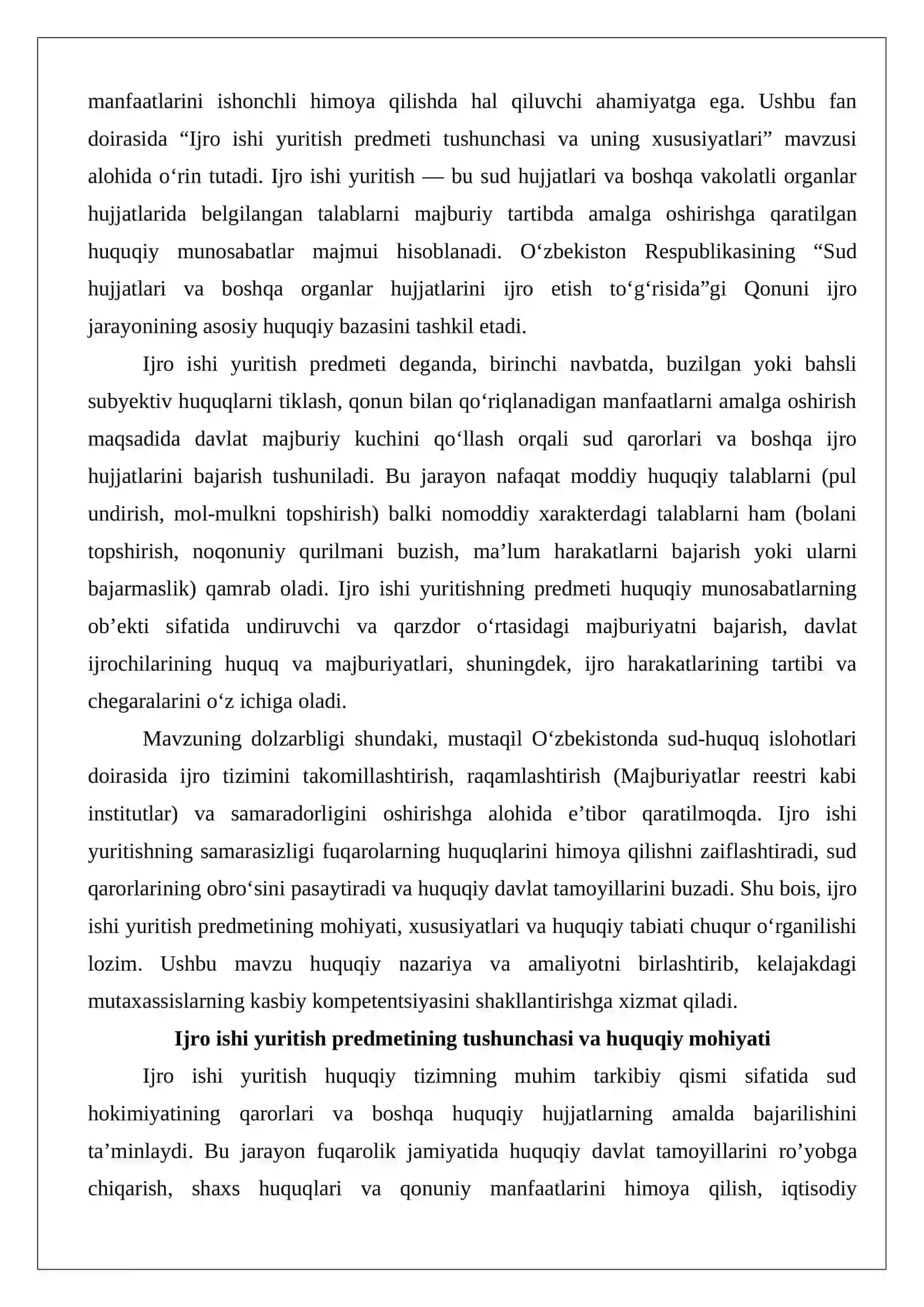 Ijro ishi yuritish predmeti tushunchasi va uning xususiyatlari 2