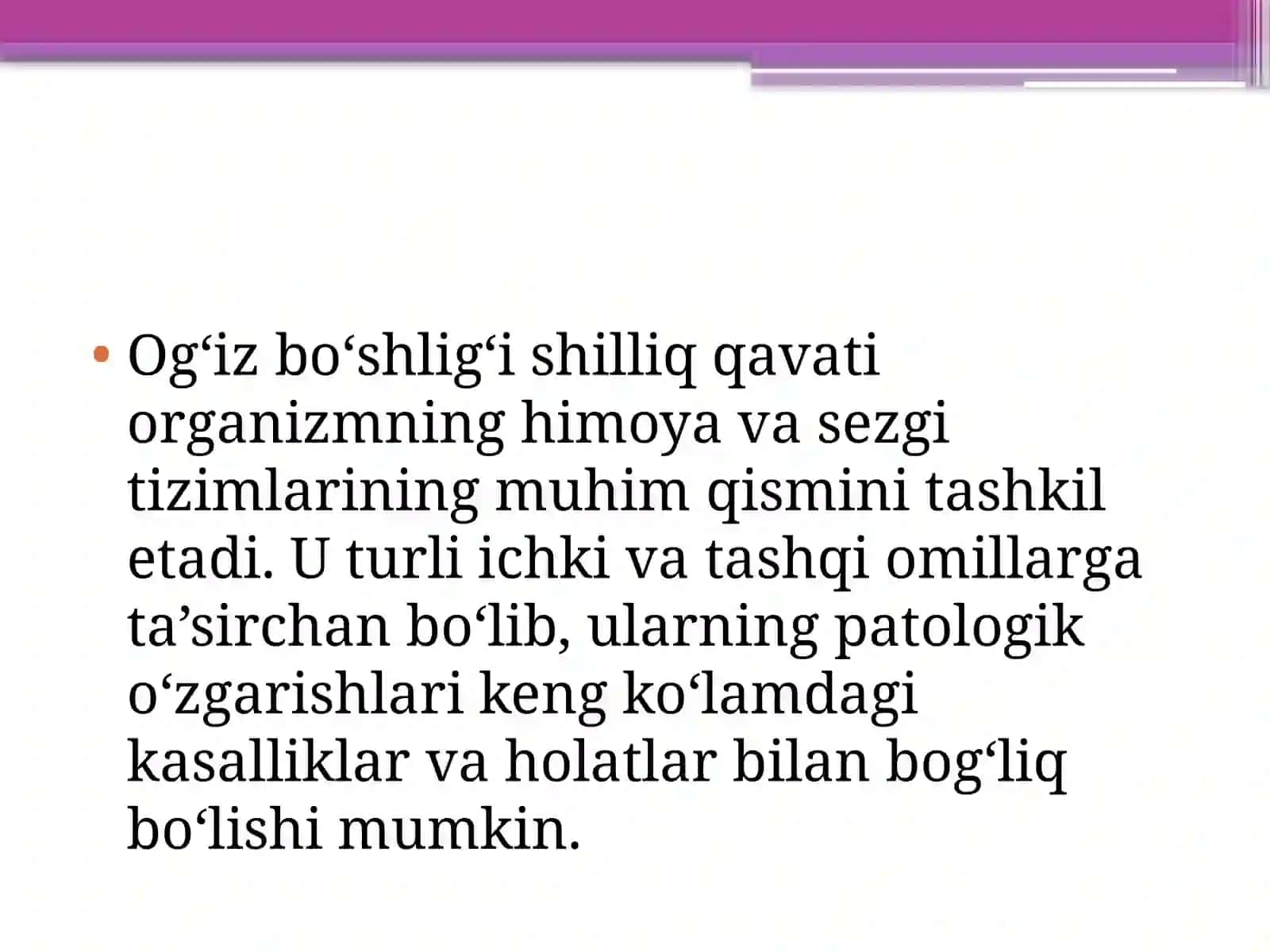 Og'iz bo'shlig'i shilliq qavatining patologik o'zgarishlari 2