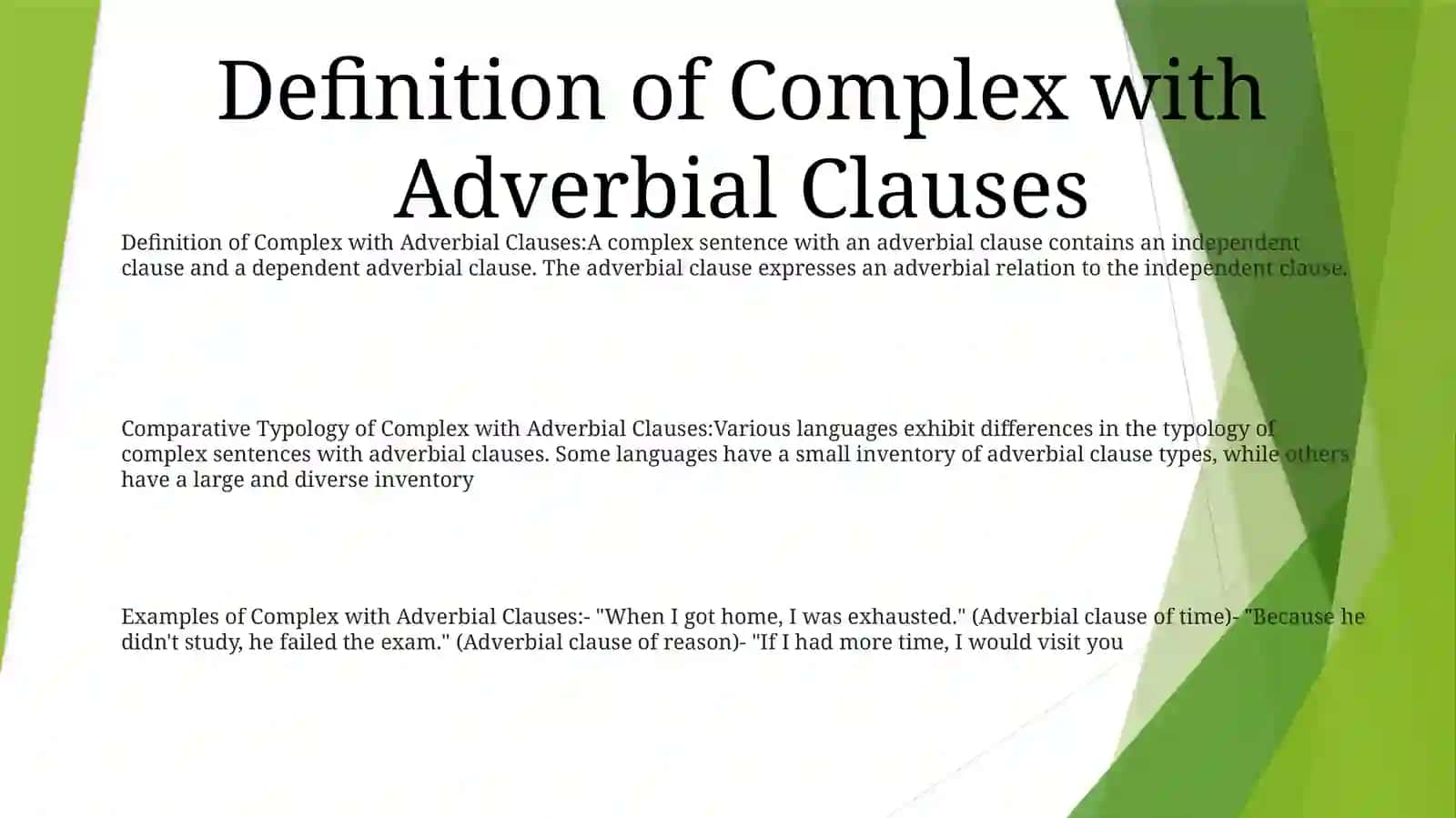 Comparative Typology Of Complex With Adverbial Clauses 2