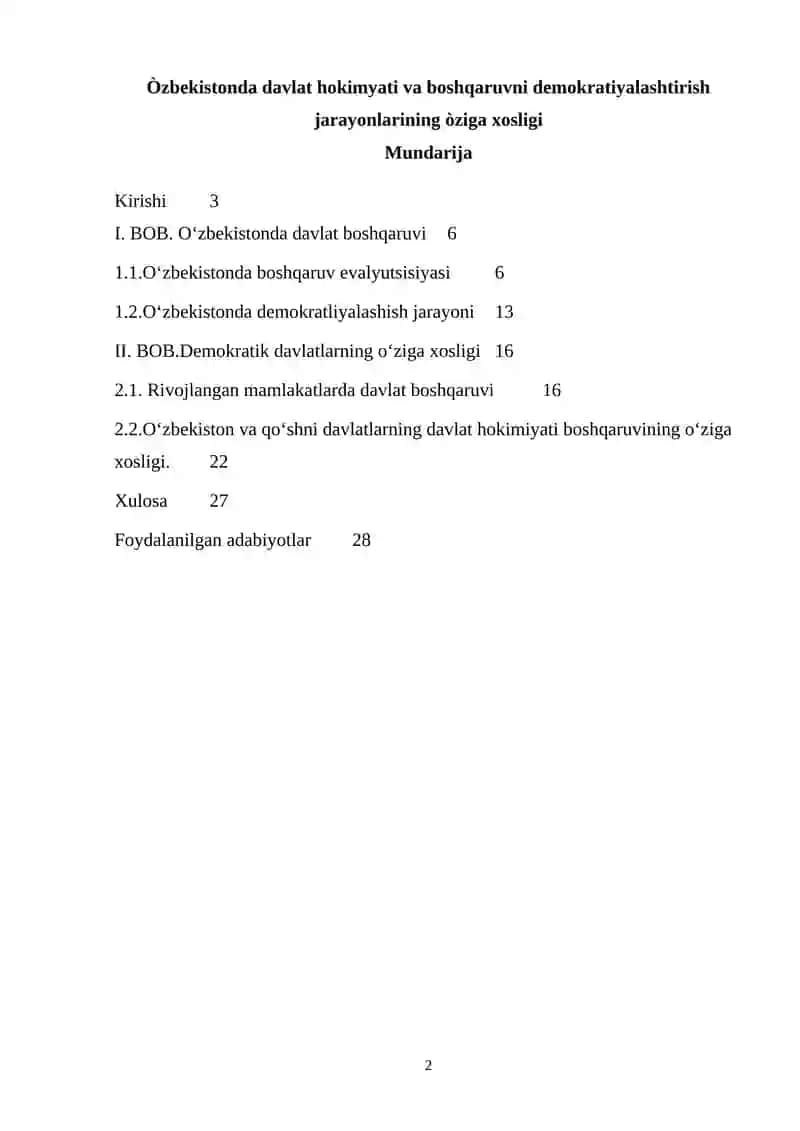 O‘zbekistonda davlat hokimyati va boshqaruvni demokratiyalashtirish jarayonlarining òziga xosligi 2