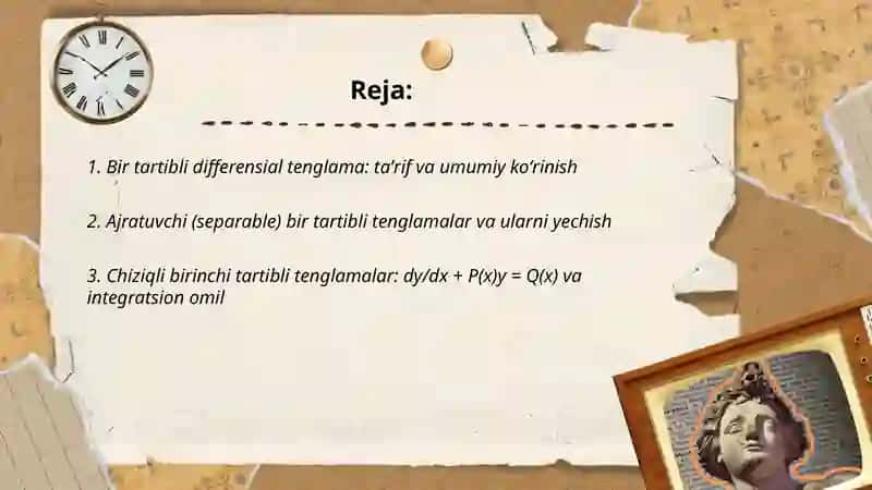 Bir tartibli differensial tenglamalar va ularning yechish usullari 2