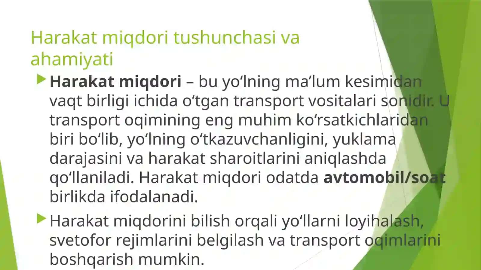 Harakat miqdori va harakat tartibi 2