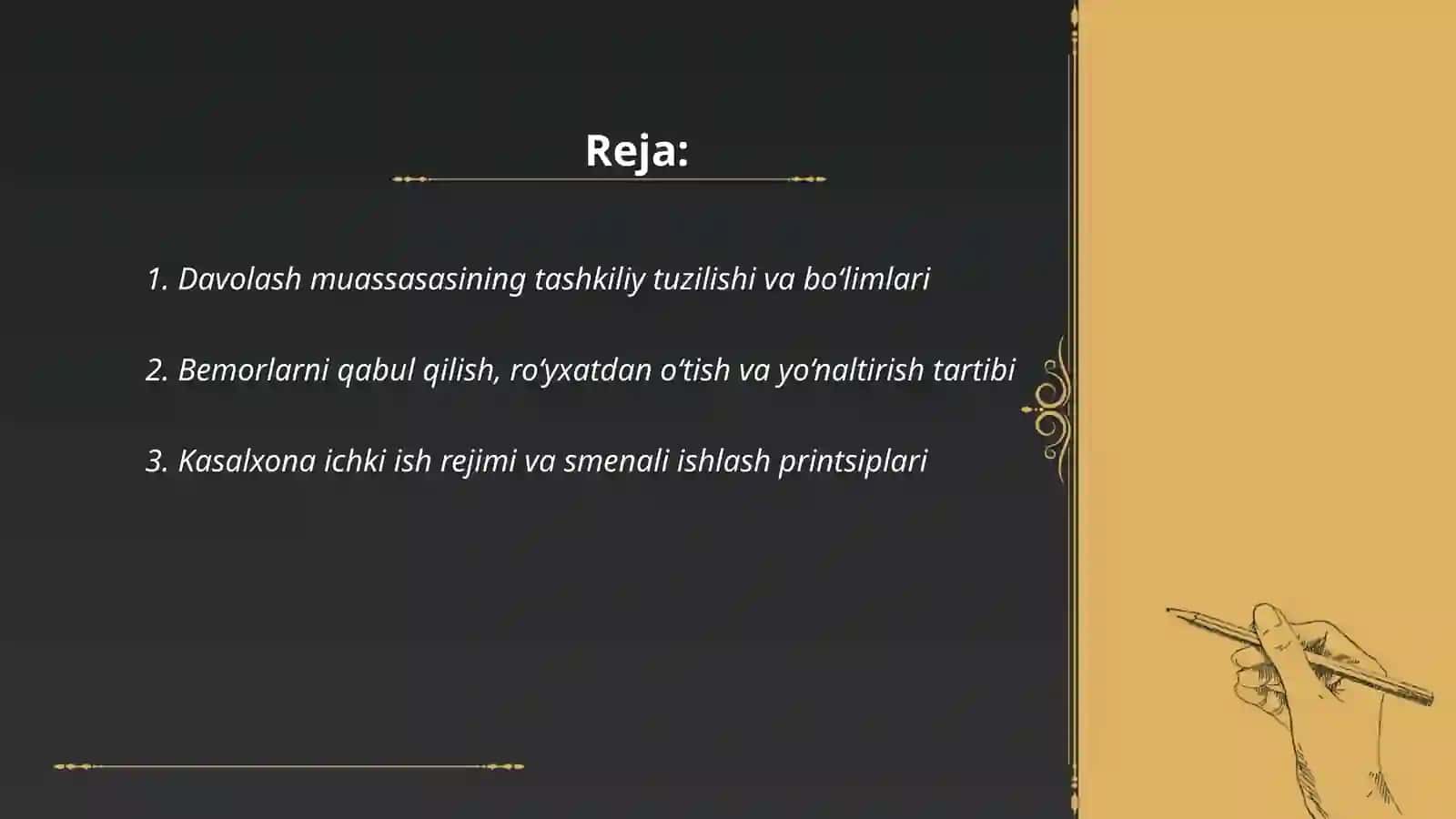 Davolash muassasasining faoliyati bilan tanishuv, ishlash prinsiplari 2