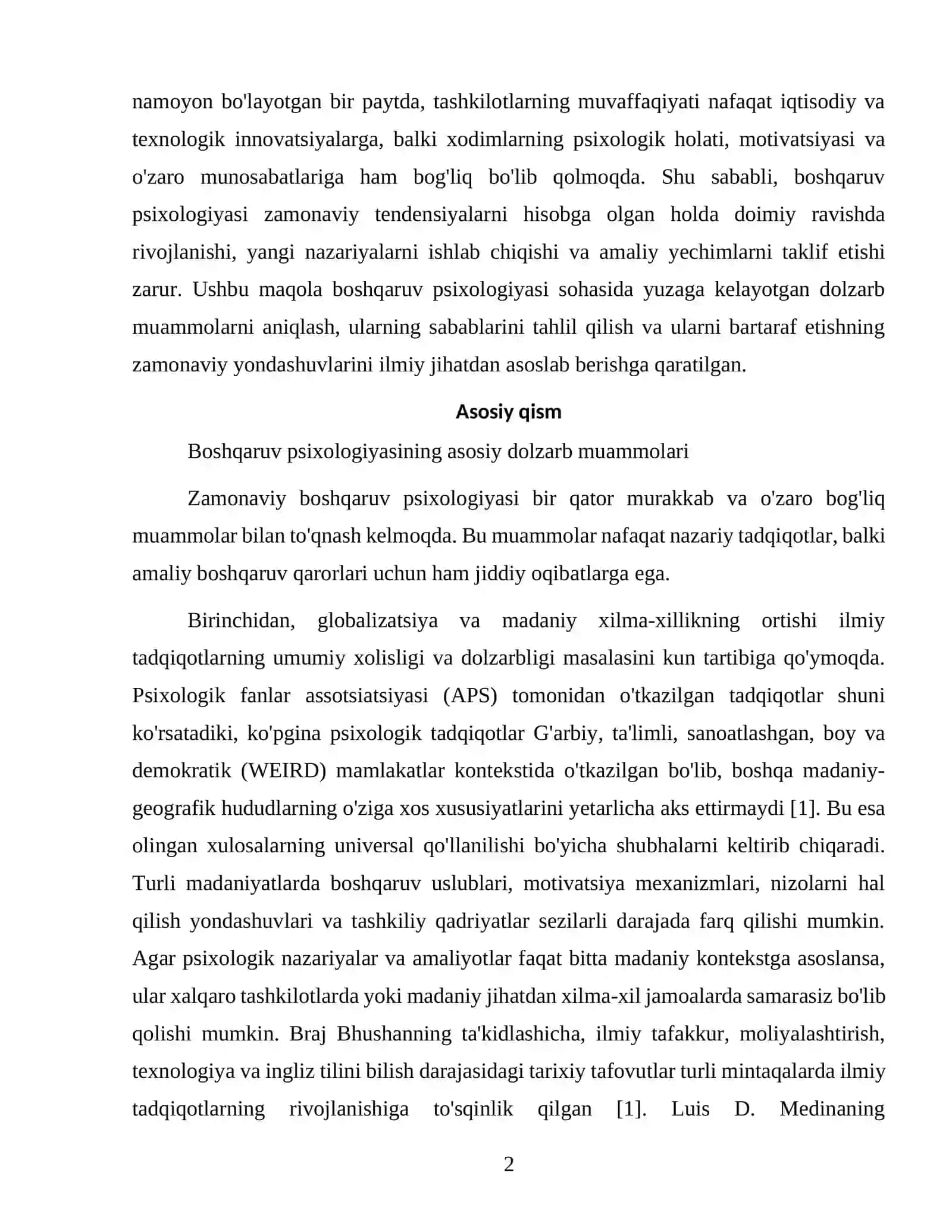 Boshqaruv psixologiyasining dolzarb muammolari va ularni hal qilishning zamonaviy yondashuvlari 2