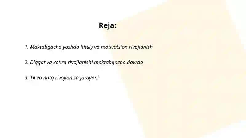 Maktabgacha yosh davrida psixik rivojlanish 2