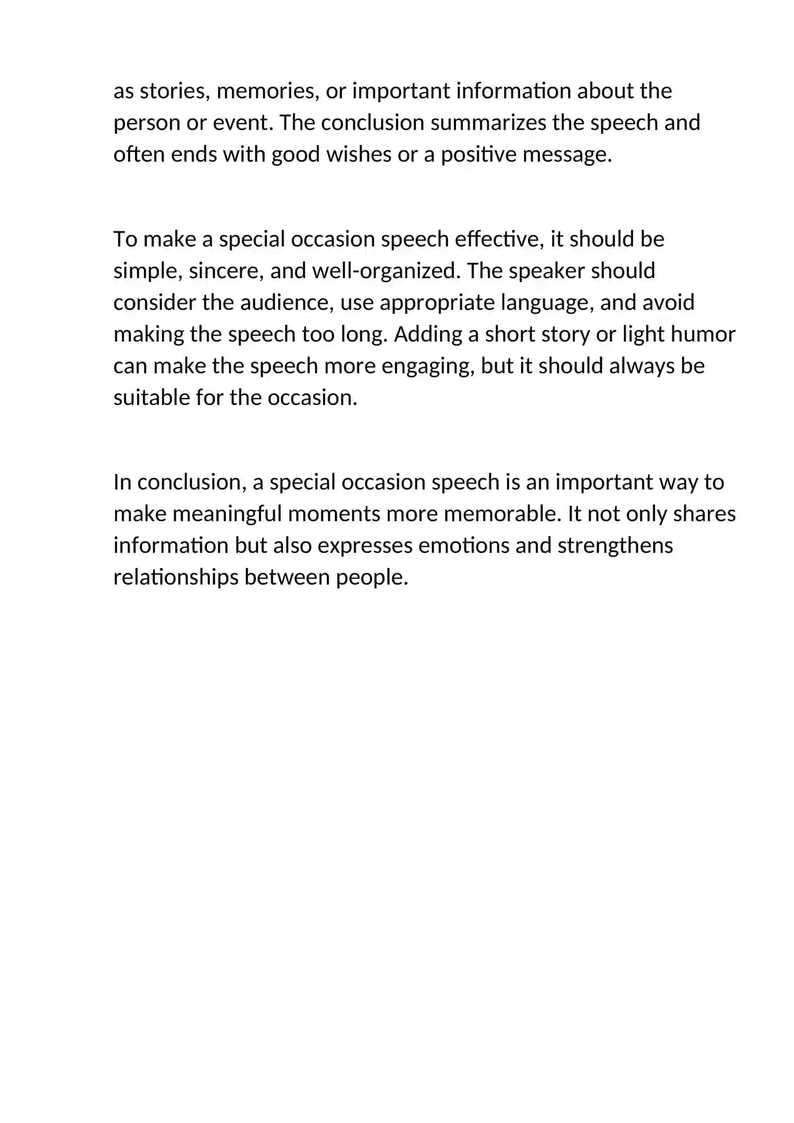 Special occasion speech 2