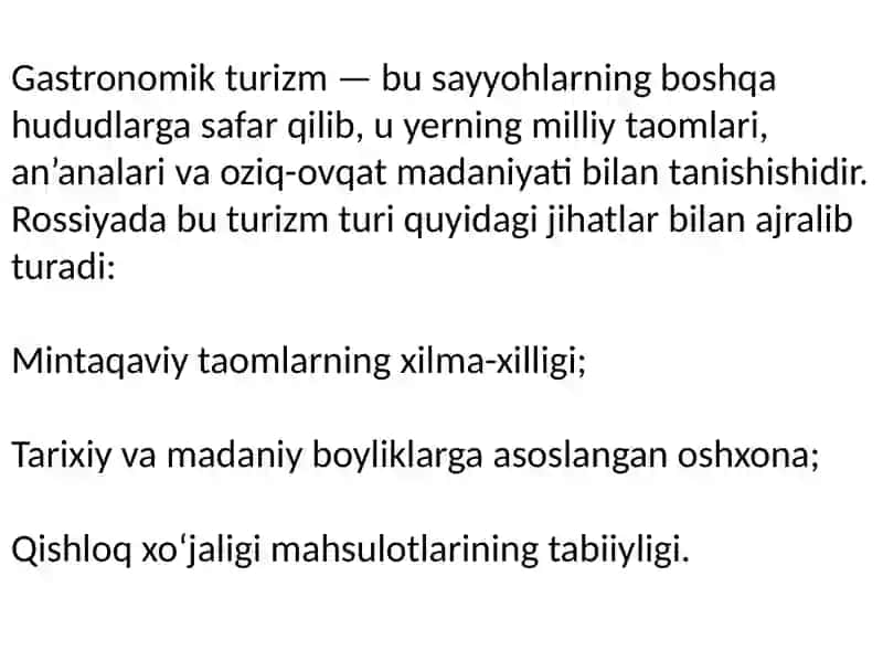 RossiyaFederatsiyasiningturlimintaqalaridagigastronomikturizmxolati 2