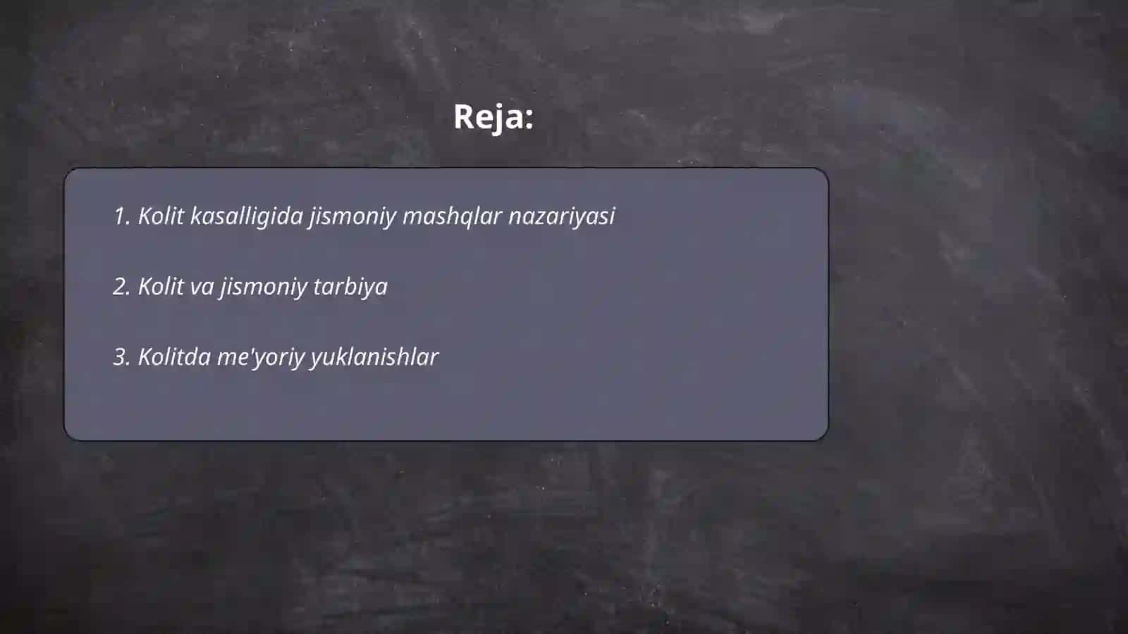Kolit kasalligida jismoniy mashqlar majmuasini tuzish 2