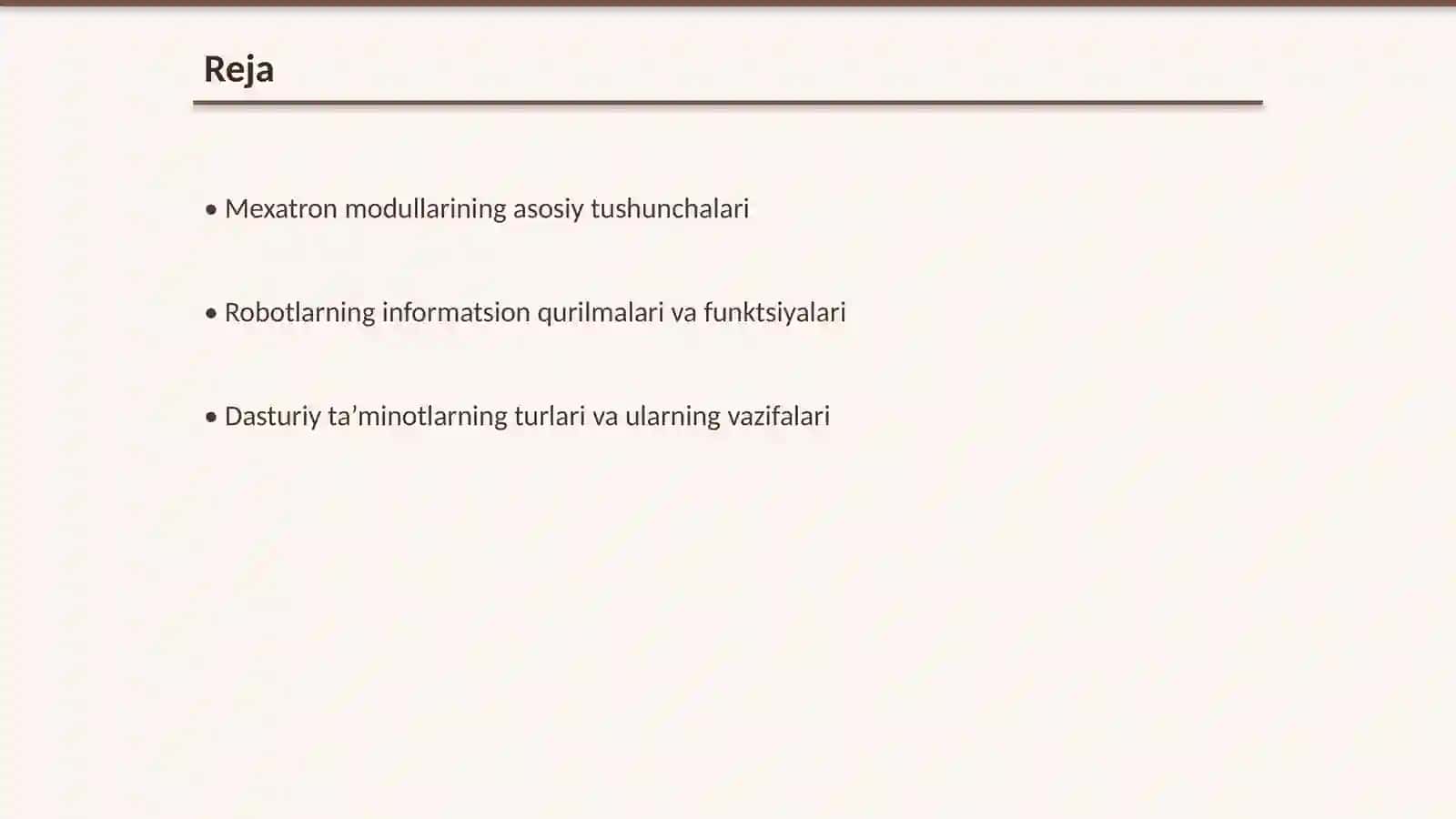 Mexatron modullar va robotlarning informatsion qurilmalari uchun dasturiy ta’minotlar 2