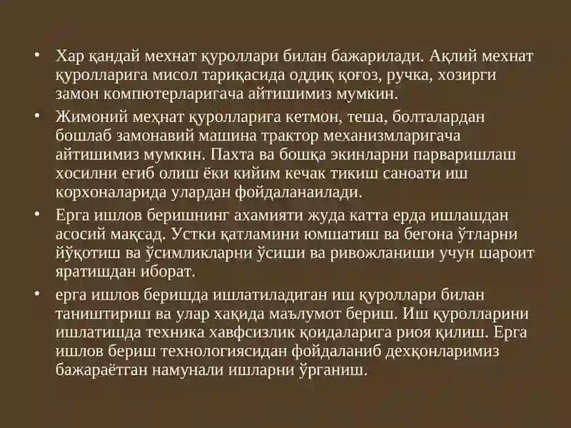 33-сонли умумтаълим мактабининг меҳнат фани ўқитувчиси 2