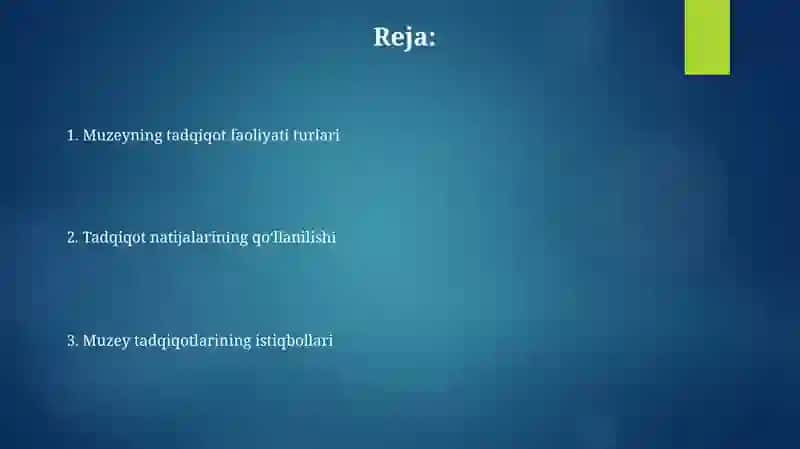 Muzeylarning tadqiqotchilik faoliyati 2