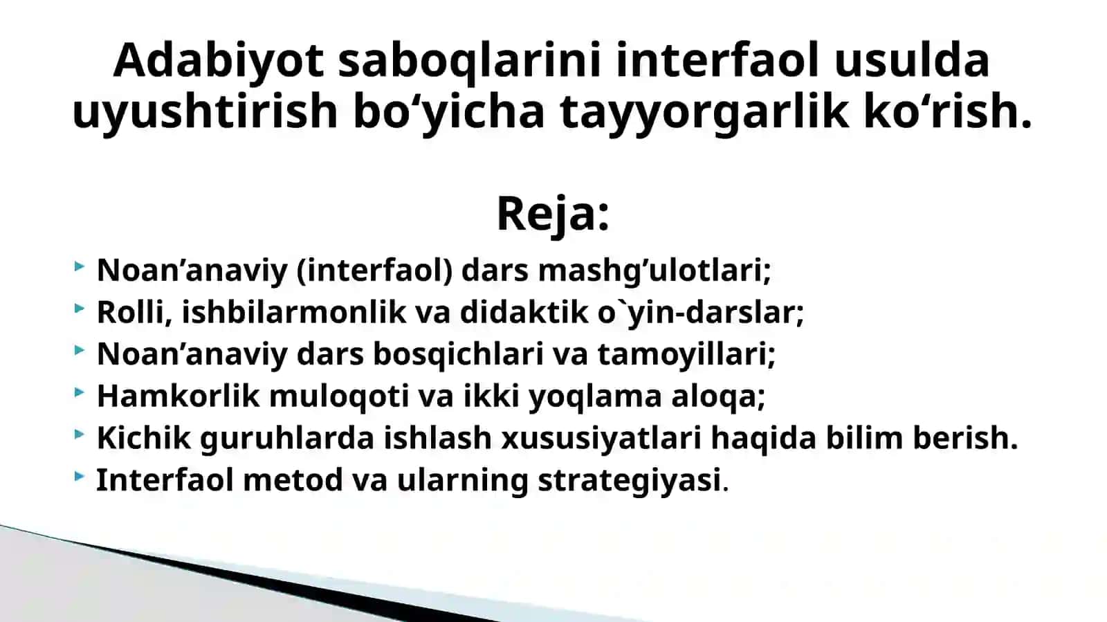 O'zbek adabiyotni o'qitish metodikasi 2