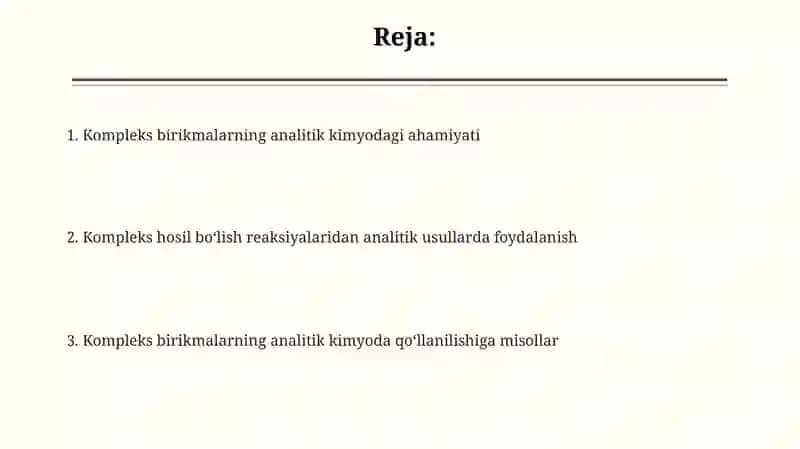 Kompleks birikmalarning analitik kimyodagi ahamiyati 2