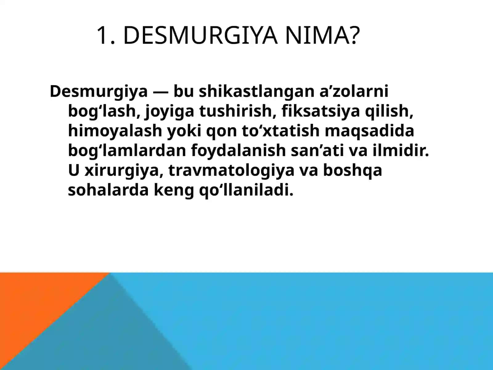 Desmurgiya. Bog’lam turlari. Zamonaviy jarohat qoplamlari 2