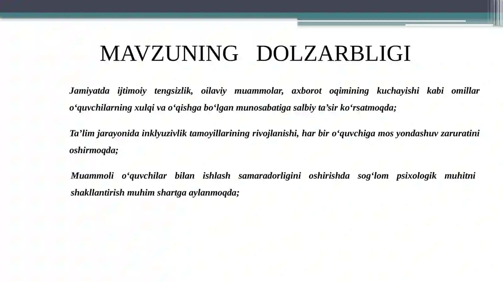 Maktabda muammolio‘quvchilar bilan ishlash samaradorligini oshirish 2
