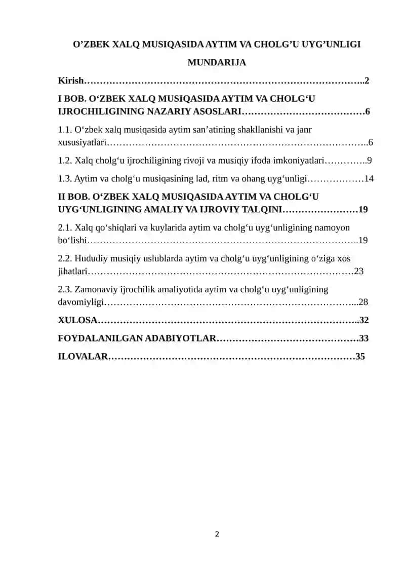 O’ZBEK XALQ MUSIQASIDA AYTIM VA CHOLG’U UYG’UNLIGI 2