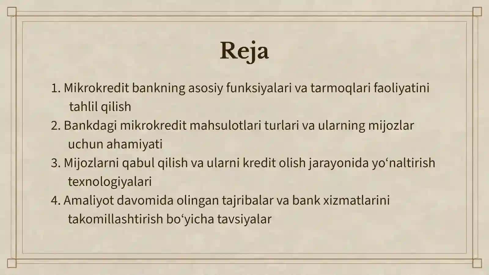 Mikrokredit Bankda 3 Haftalik Amaliyot 2