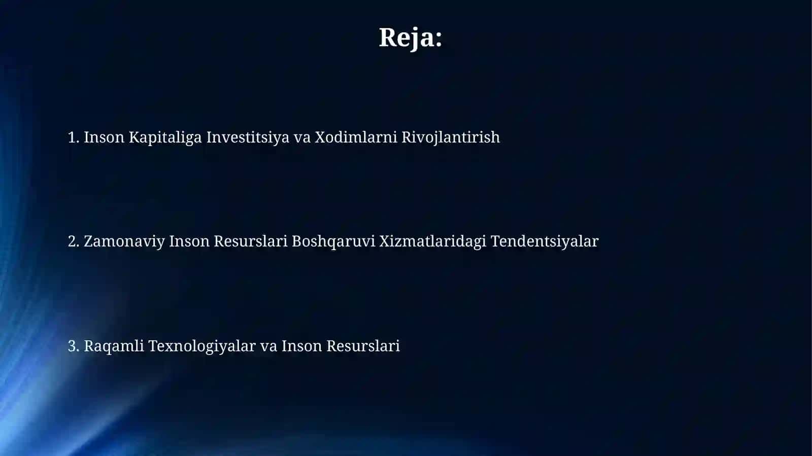 Inson resurslarini boshqarish xizmatlari faoliyatining zamonaviy tendentsiyalari 2