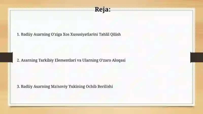 Badiy Asarga Xos Xususiyatlarning Muayyan Asar Misolidagi Tahlili 2