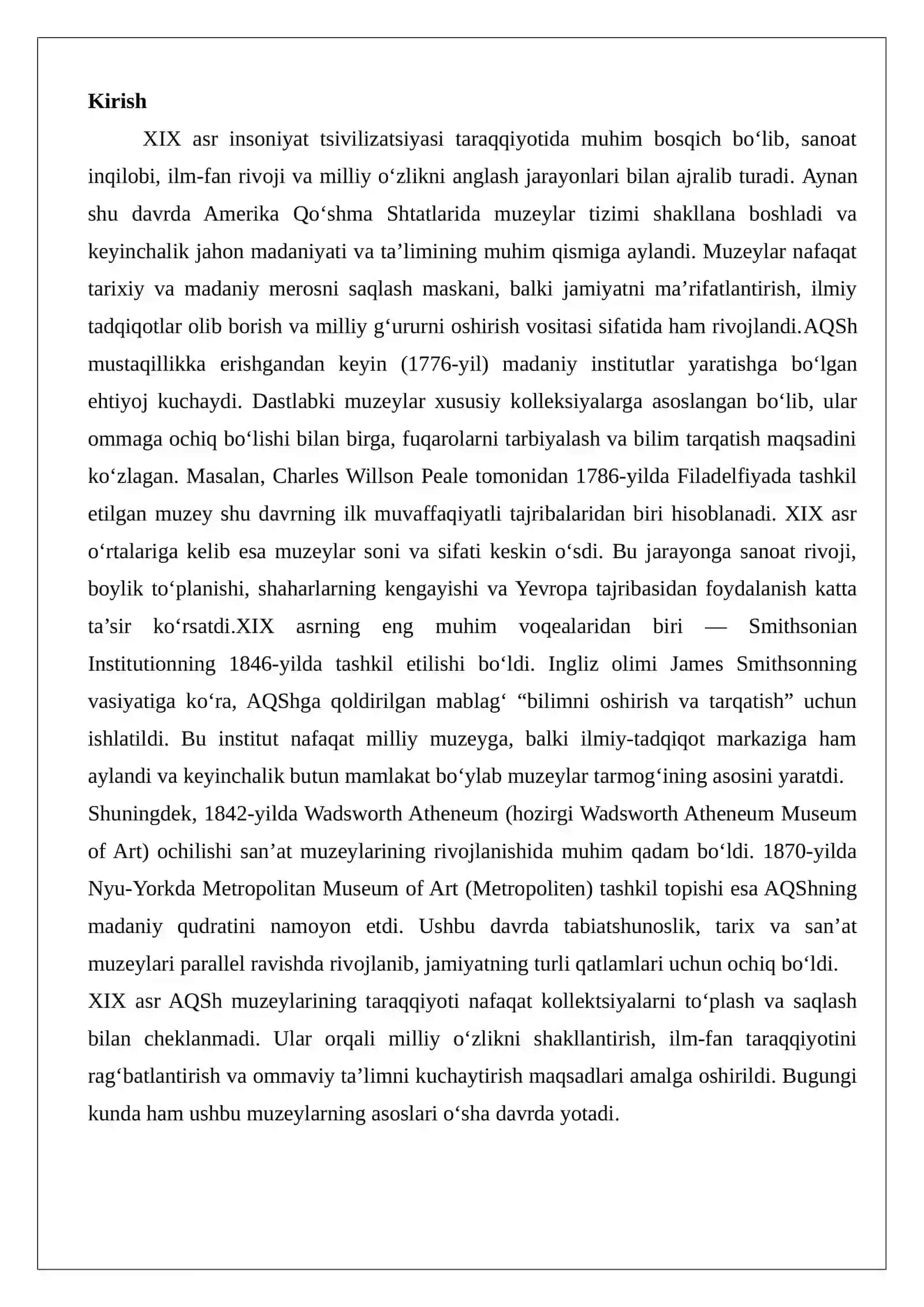 XIX asrda AQSH muzeylari taraqqiyoti 2