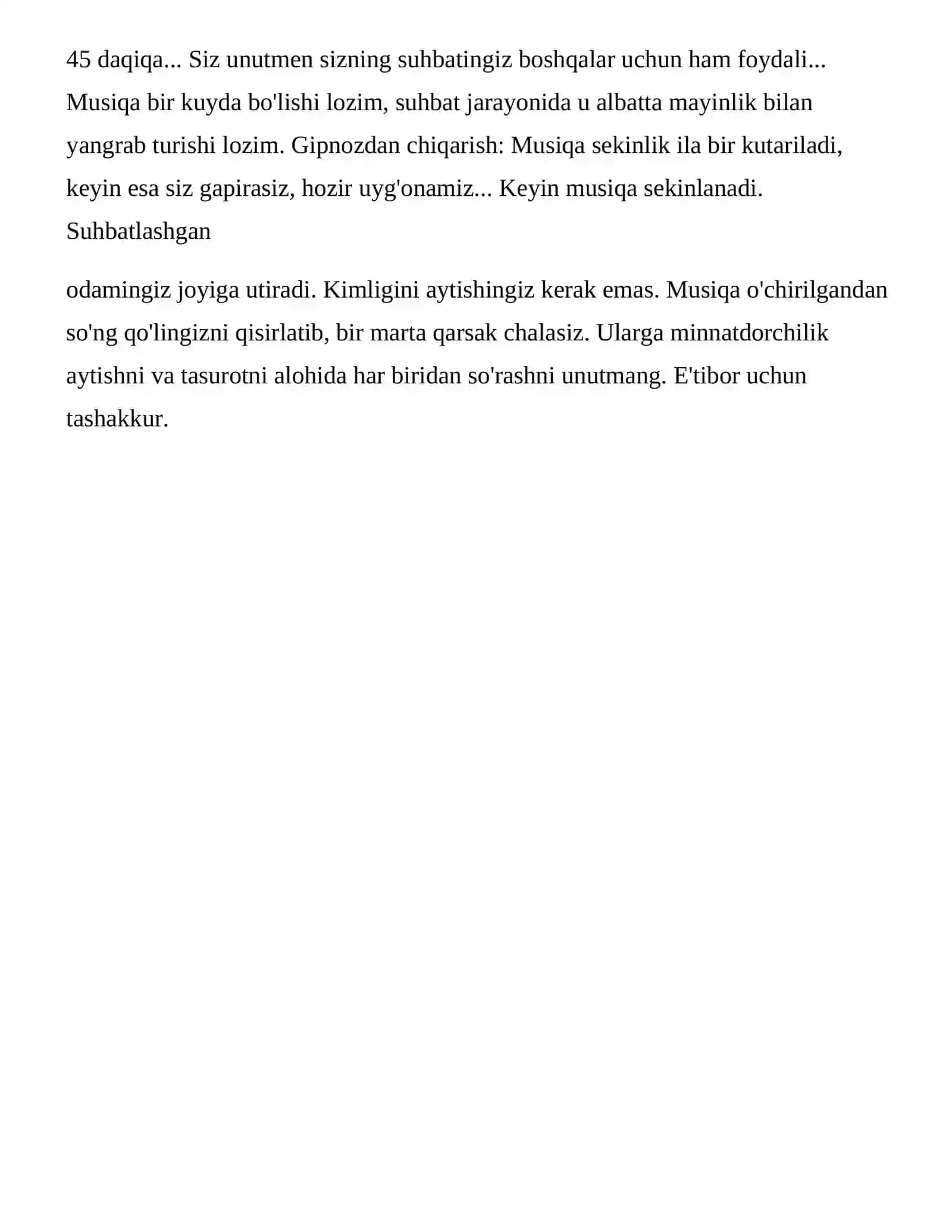 MUSIQA YORDAMIDA GIPNOZ QILISH 2