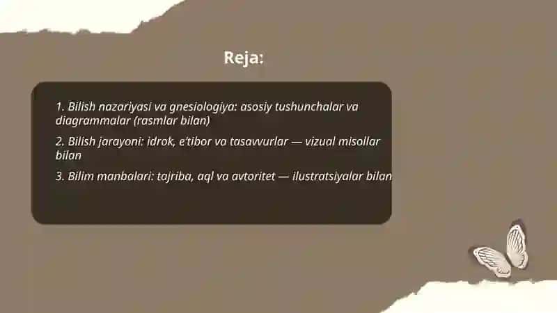Bilish nazariyasi va gnesiologiya: asosiy tushunchalar va diagrammalar (rasmlar bilan) 2