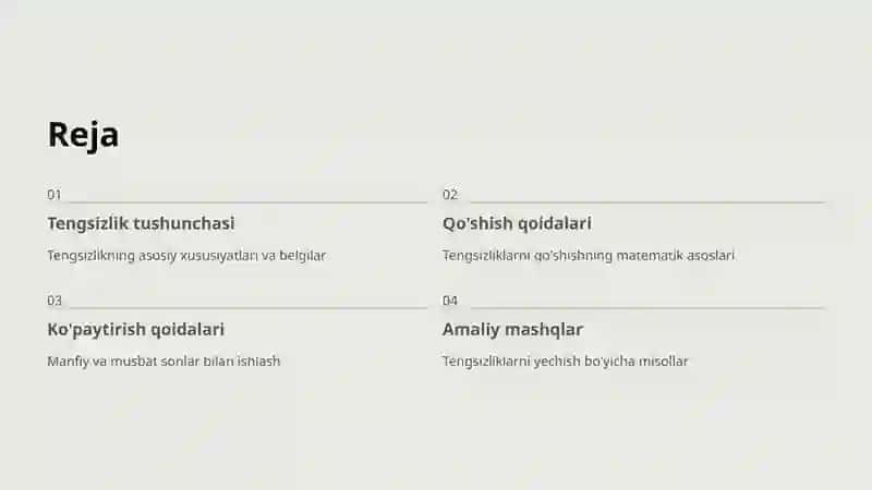 Tengsizliklarni qo‘shish va ko‘paytirish 1 2