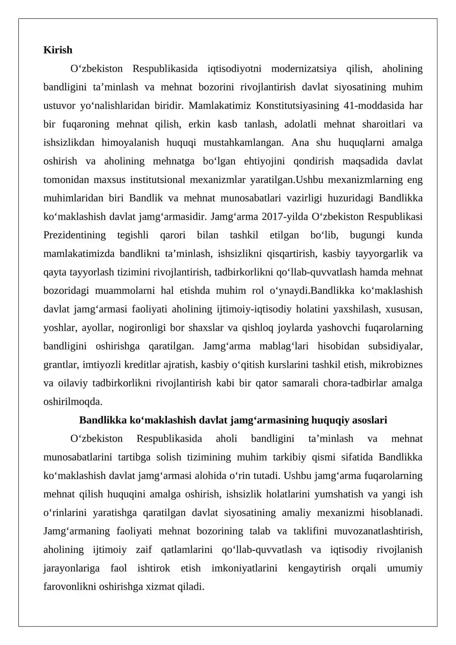 Bandlik va mehnat munosabatlari vazirligi huzuridagi Bandlikka ko‘maklashish davlat 2