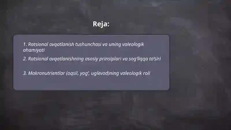 Ratsional ovqatlanishning valeologik ahamiyati 2