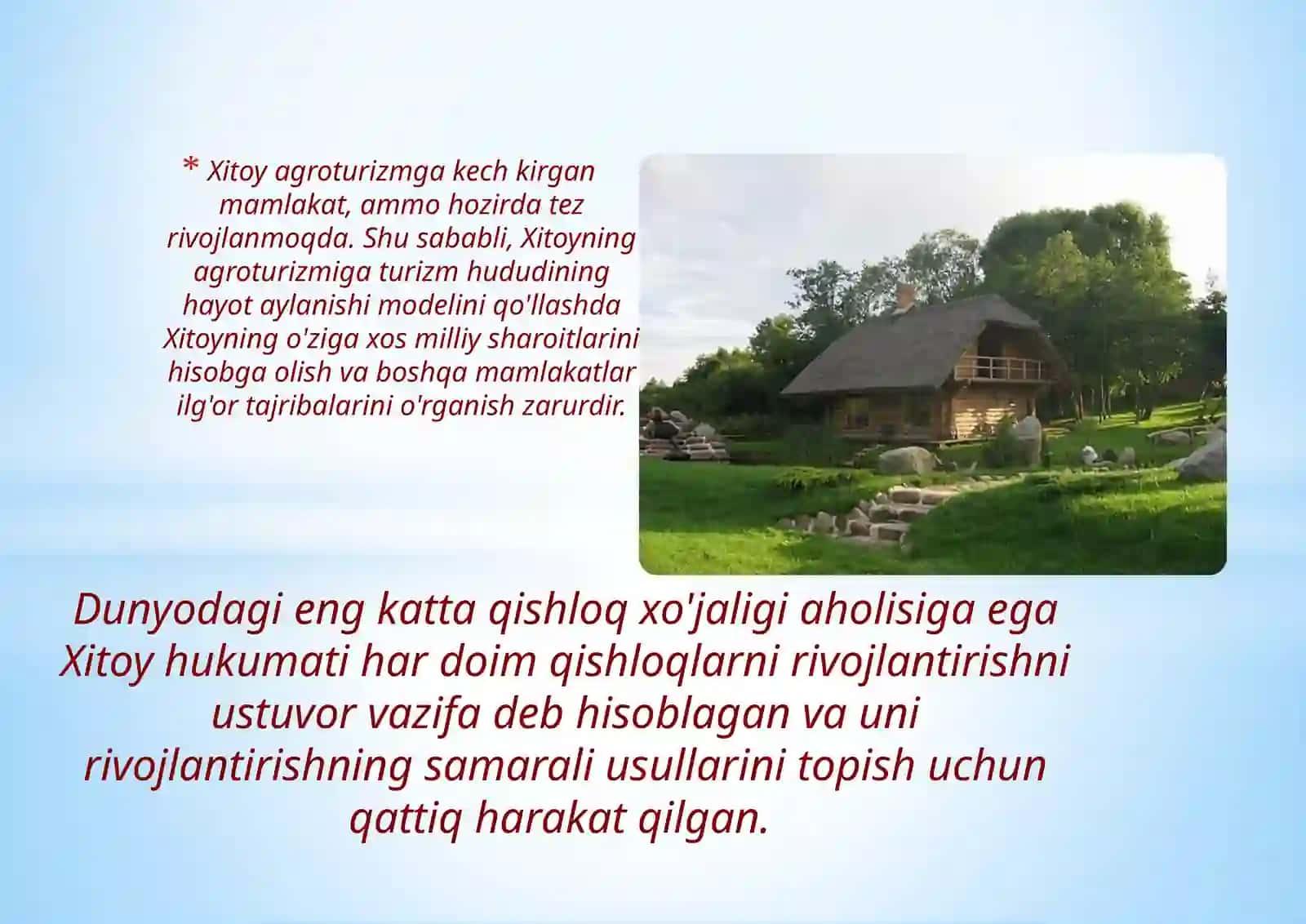 Xitoydavlatining agroturizmi 2