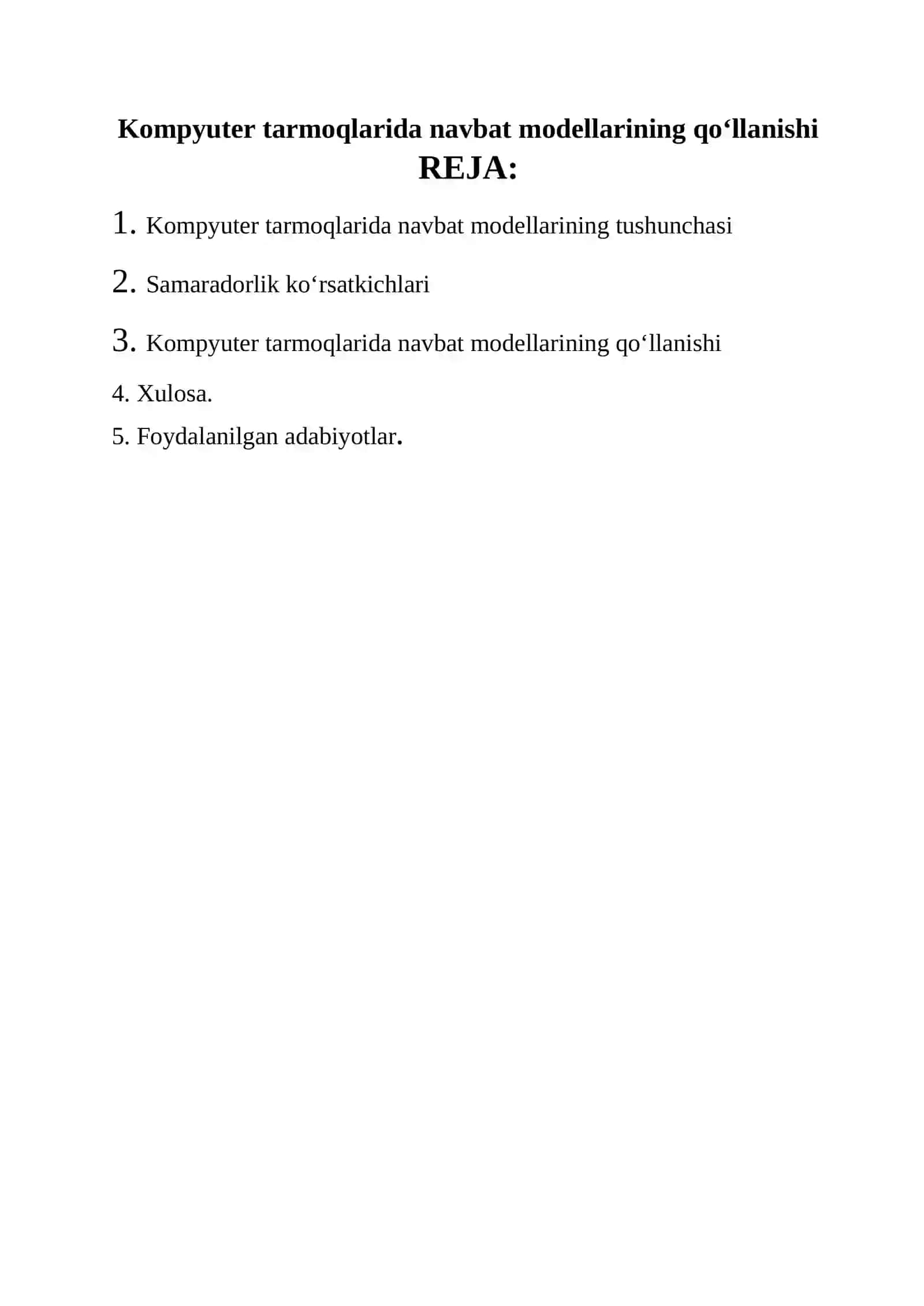 Kompyuter tarmoqlarida navbat modellarining qo‘llanishi 2