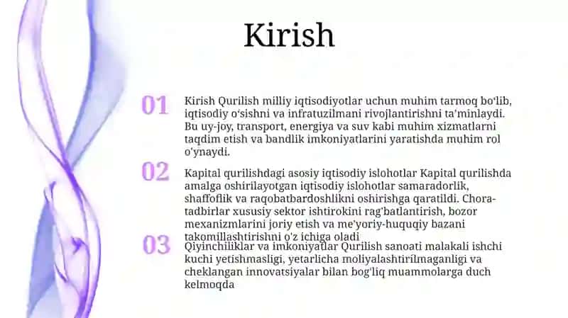 Qurilish – Milliy Iqtisodiyotning Muhim Tarmog’I Sifatida 2
