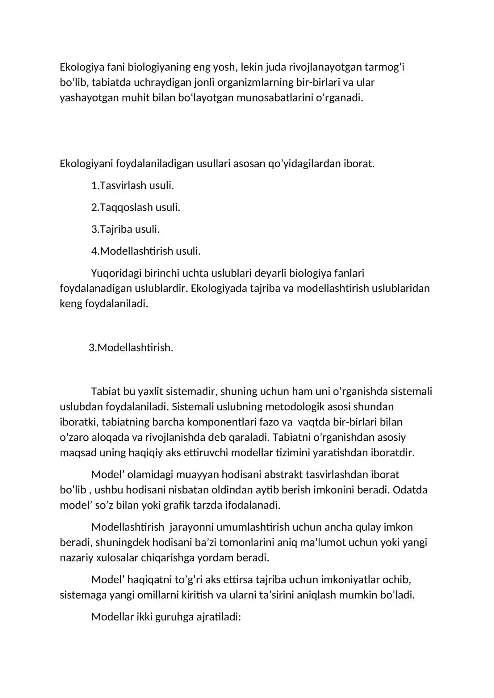 Atrof-muhit va ekologiyani muhofaza qilish asoslari va metodologiyasi 2