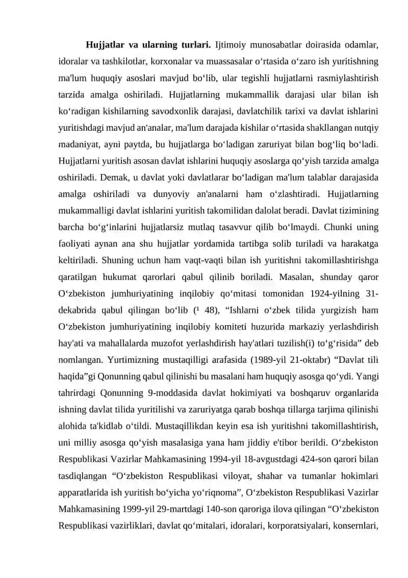 Ish yuritish tili va uslubi. Hujjat turlari va xususiyatlari 2