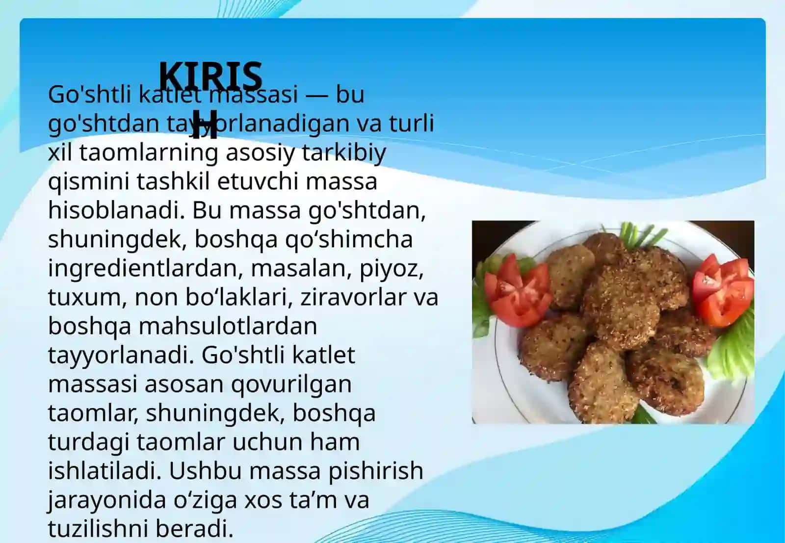 GO'SHTLI KATLET MASSASIDAN TAYYORLANADIGAN TAOMLAR 2