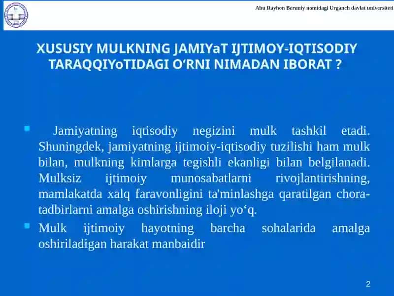 Xususiy Mulk Huquqi 2
