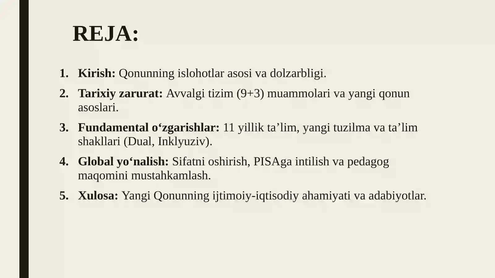 Ta'lim to'g'risidagi qonun qabul qilinishining tarixiy ahamiyati 2